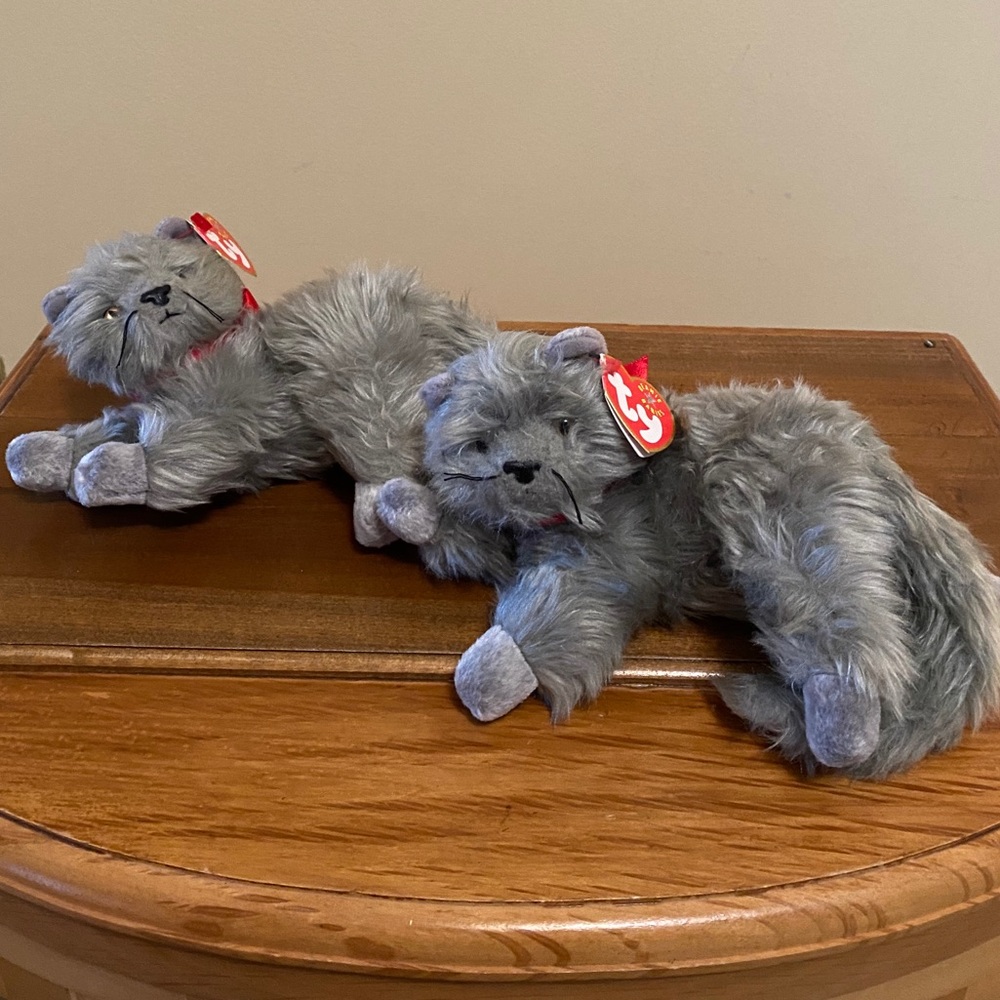 Set of 2 “Beani” Gray Cats Beanie Babies